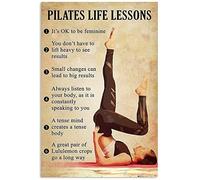 Curteny Poster sur toile, peinture sur toile, panneau en métal pour yoga, pilates Life Lessons It's Ok to Be Feminine, panneau mural rétro pour maison, chambre, bar, café, ferme, 20,3 x 25,4 cm