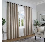 Curtina - Chenille texturée - Paire de Rideaux à œillets texturés Rideaux Chambre - 168 x 183 cm (l x H) en Naturel