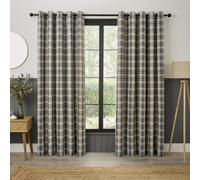 Curtina Everett Rideaux à œillets pour Salon - 168 x 137 cm - Gris - 100% Polyester recyclé - Filtrage de la lumière - Tissé Jacquard - Motif à Carreaux
