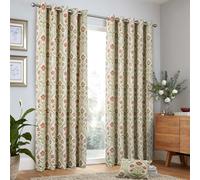 Curtina - Rideaux tissés à Motif Floral Naturel en Lin Naturel - 168 x 229 cm - Rideaux à œillets avec Fleurs - Rideaux Traditionnels pour Salon et Chambre à Coucher - Motif botanique Jacquard