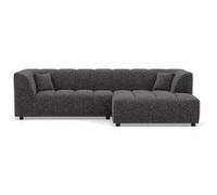 Curtis - canapé d'angle droit 4 places avec accoudoir en tissu texturé - Gris foncé