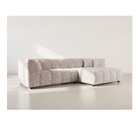 Curtis - canapé d'angle droit 4 places avec accoudoir en tissu texturé - Taupe