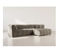 Curtis - canapé d'angle droit 4 places avec accoudoir en tissu texturé - Vert Olive