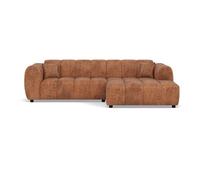 Curtis - canapé d'angle droit 4 places en simili - Cognac