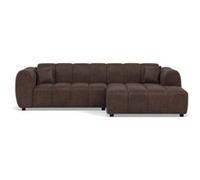 Curtis - canapé d'angle droit 4 places en simili - Marron