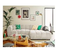 Lisa Design - Curtis - canapé d'angle Droit 4 Places en Tissu texturé, Beige