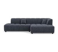 Curtis - canapé d'angle droit 4 places en tissu texturé - Bleu Bleu G