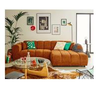 Curtis - canapé d'angle droit 4 places en tissu texturé - Terracotta
