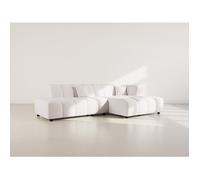 Curtis - canapé d'angle droit 4 places sans accoudoir en tissu texturé - Beige