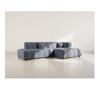 Curtis - canapé d'angle droit 4 places sans accoudoir en tissu texturé - Bleu