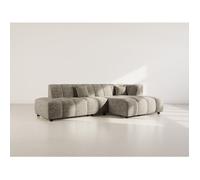 Curtis - canapé d'angle droit 4 places sans accoudoir en tissu texturé - Vert Olive