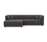 Curtis - canapé d'angle gauche 4 places avec accoudoir en tissu texturé - Gris foncé