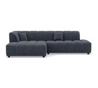 Curtis - canapé d'angle gauche 4 places en tissu texturé - Bleu Bleu G