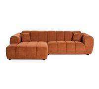Curtis - canapé d'angle gauche 4 places en tissu texturé - Terracotta Terracotta G