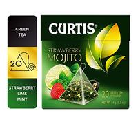 Curtis Green Tea Premier Thé vert chinois mélangé avec fruits exotiques, 20 pyramides individuelles en maille (STRWABERRY MOJITO)