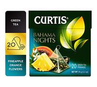 CURTIS TEA, BAHAMA NIGHTS, PREMIER THÉ VERT CHINOIS MÉLANGÉ À DES FRUITS EXOTIQUES, 20 PYRAMIDES DE MAILLES INDIVIDUELLES