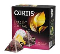 CURTIS TEA, COCKTAIL EXOTIQUE, THÉ NOIR DE CEYLAN MÉLANGÉ À DES ARÔMES DE FRUITS TROPICAUX ET DE FRAMBOISE, 20 PYRAMIDES INDIVIDUELLES EN MAILLE