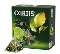 CURTIS TEA, FRESH MOJITO, THÉ VERT CHINOIS AROMATISÉ AU CITRON VERT ET À LA MENTHE, ESSENCE DE MOJITO, 20 PYRAMIDES INDIVIDUELLES EN MAILLE
