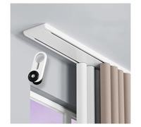 Curtk de douche de plafond à double rail robuste - Barre en aluminium de 380 cm avec 20 poulies à glissement lisse - Parfait pour la décoration de la maison et de la salle de bain (blanc)