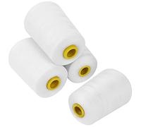 Curtzy Fil Blanc Machine a Coudre en Polyester (Lot de 4) - Bobines de 11 cm et 5460 m de Fil a Coudre - Pour Machine à Coudre et Broderie à la Main