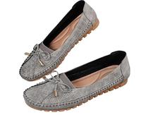 Curvahouse Orthopedic Leather Shoes,Breathable for Women,Offering Durability, Lightweight Anti-Slip Breathable (Gray,40)