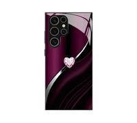 Curve Double Heart Hard Case for Samsung, Sparkling Heart Hard Case for Samsung 21/22/23/24/25/26 Series, Full-Coverage Drop Protection Phones Cases (Purple,S24 Plus)