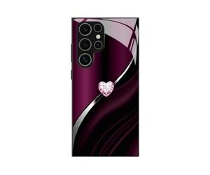 Curve Double Heart Hard Case for Samsung, Sparkling Heart Hard Case for Samsung 21/22/23/24/25/26 Series, Full-Coverage Drop Protection Phones Cases (Purple,S25)
