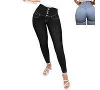 Curve Jeans Butt Lift Slim,Women's Butt Lifting Jeans Trendy Stretch Plus Size,High Waisted Tummy Control Shaping Jeans (Black,2XL)