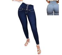 Curve Jeans Butt Lift Slim,Women's Butt Lifting Jeans Trendy Stretch Plus Size,High Waisted Tummy Control Shaping Jeans (Blue,2XL)