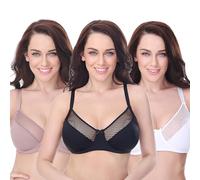 Curve Muse aux Femmes Grande Taille Non doublé Minimiseur À Armatures Soutien-Gorge Full-Figure-Paquet de 3-Pink Beige,Black,White-90F