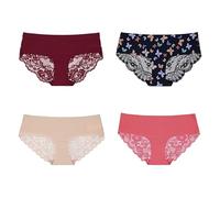 Curve Muse Femme Léger sans Couture Hipster sous-vêtements Invisibles Culottes en Dentelle-Pack F-L