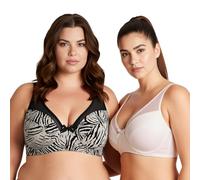 Curve Muse Femme Taille Plus Minimiseur Non doublé avec Armature Soutien-Gorge à Couverture complète-Paquet de 2-Grey/Black,Cream-105B