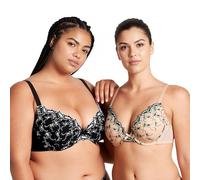 Curve Muse Femmes Grande Taille Ajouter 1 Tasse Faire Monter Dentelle à Armatures Broderie Soutiens-Gorge-Nude, Noir-120C