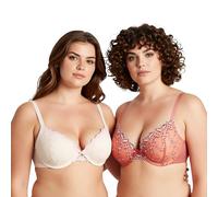 Curve Muse Femmes Grande Taille Ajouter 1 Tasse Faire Monter Dentelle à Armatures Broderie Soutiens-Gorge-Lait De Beurre, Orange De La Mecque-95D