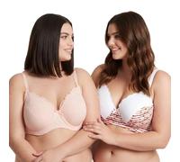 Curve Muse Soutien-Gorge Allaitement Armatures-x2-Crème/Orange,Pêche-115D