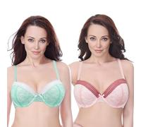 Curve Muse Soutien-Gorge Légèrement doublé Balconnet-x2-Mint,Pink-110D