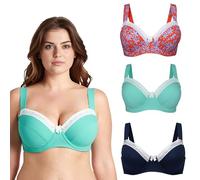 Curve Muse Soutien-Gorge Non doublé Balconnet-x3-Marine,Vert Lt,Orange-115E