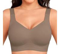 Curvebaby Soutien-gorge en gelée, sans fil, confortable, sans fil, couverture complète, plus d'affaissement, café, M