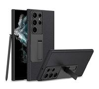 Curved All-Cover Leather Mechanical Shift Bracket Mobile Phone Shell for Galaxy S23 Ultra (Black,for S23)