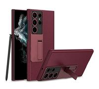 Curved All-Cover Leather Mechanical Shift Bracket Mobile Phone Shell for Galaxy S23 Ultra (Red,for S23Ultra)