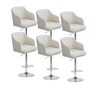 Curved Back Chair Covers Slipcovers with Arms, Set of 2/4/6 Stretch Bar Stool Cover Jacquard Dining Chair Cover Swivel Chair Protector for Counter Kitchen Dining Room Desk ( Color : White , Size : 6PC