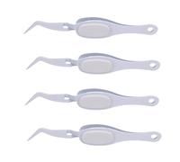 Curved Craft Tweezers, Reverse Grip Fine Tip Tweezer Metal and Plastic Multifunctional for Jewelry Making, Precision Crafting Tools for Detailed Work, 4PCS Set Durable Ergonomic De