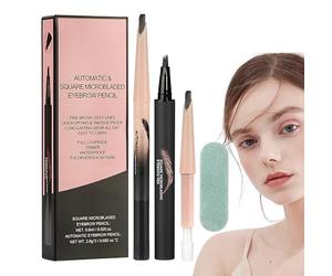 Curved Eyebrow Pen, Upgraded Liquid Pencil With 4-Prong Fork Tip, Waterproof Brow Applicator For Natural Lift, Long-Lasting Definition, Makeup For Women, Upgraded Curved