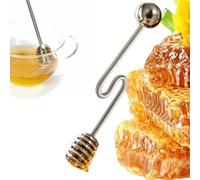 Curved Handle Honey Dipper - 6 Inches, 304 Stainless Steel Syrup Spoon | Spiral Channel Design, Dishwasher Safe | Honey Server for Yogurt, Pancakes, Desserts, Biscuits, Chocolate, Tea, Breakfast and
