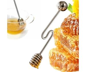 Curved Handle Honey Dipper - 6 Inches, 304 Stainless Steel Syrup Spoon | Spiral Channel Design, Dishwasher Safe | Honey Server for Yogurt, Pancakes, Desserts, Biscuits, Chocolate, Tea, Breakfast and