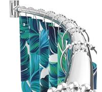 PrettyHome Barre de rideau de douche réglable incurvée antirouille extensible aluminium métal barre de douche 96 à 183 cm design télescopique réglable pour salle de bain Chromé