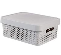 Curver 04753-099-00 Infinity Points Boîte à Rangement avec Couvercle Plastique Gris Clair 36,3 x 27 x 22,2 cm 11 L