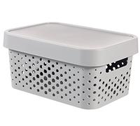 Curver 04760-099-00 Infinity Points Boîte à Rangement avec Couvercle Plastique Gris Clair 26,8 x 18,6 x 12,4 cm 4,5 L