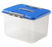 Curver 169056 Optima Box 30 L Transparent + Couvercle Bleu