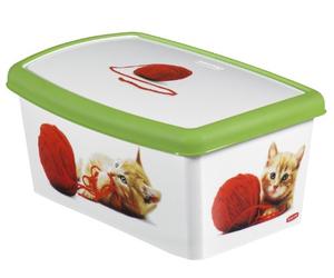 Curver 181156 Petlife Boîte de Rangement Version Chats Vert / Blanc